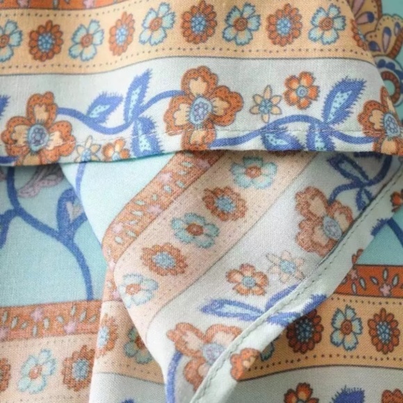 Bohemian Floral Light Blue Long Sleeve Dress - Picture 10 of 13